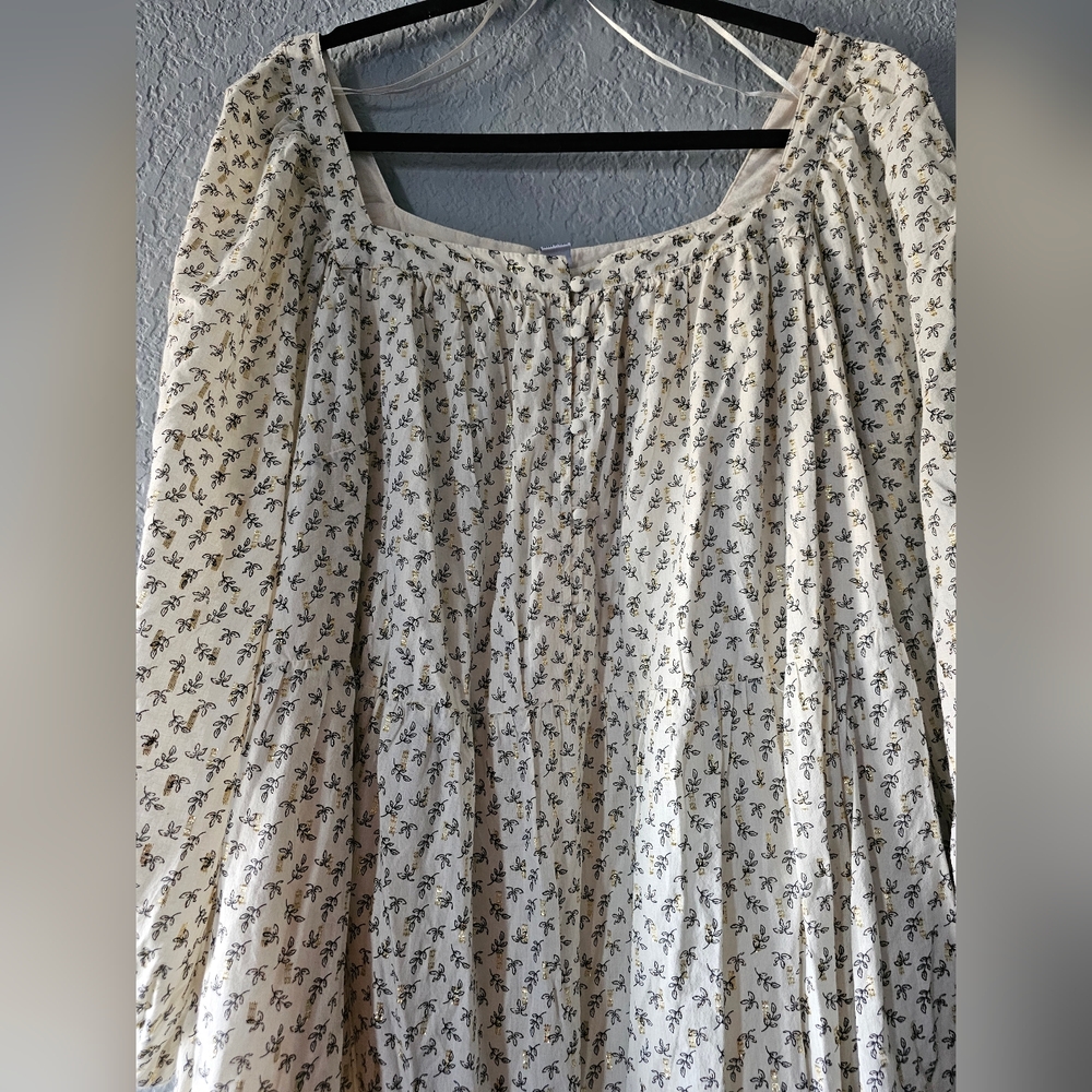 Old Navy Cream Boho Maxi Dress with Tiny Floral Print Siz3 3X - Picture 3 of 11